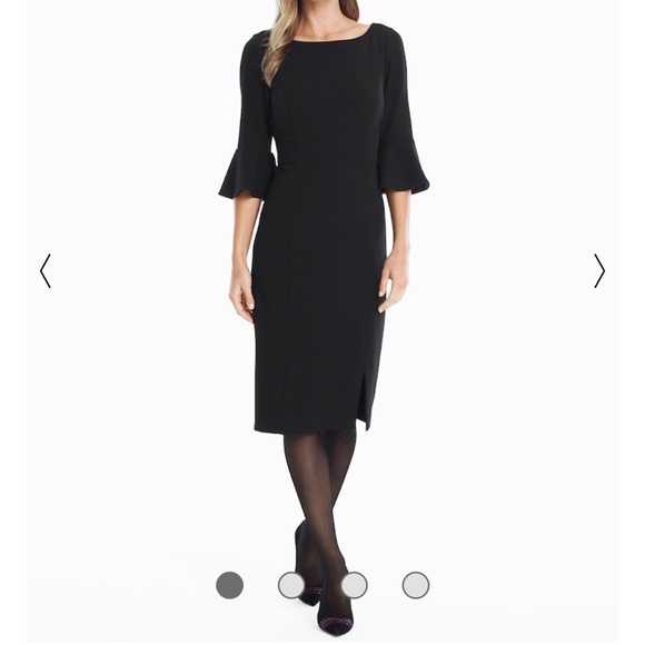 ⭐️NEW⭐️White House Black Market (WHBM) Black 3/4 Bell Sleeve Sheath Dress - Picture 2 of 11